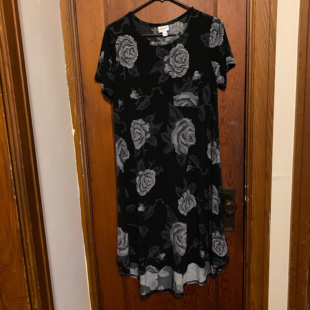 Lularoe Pixel Rose Carly Dress size Small